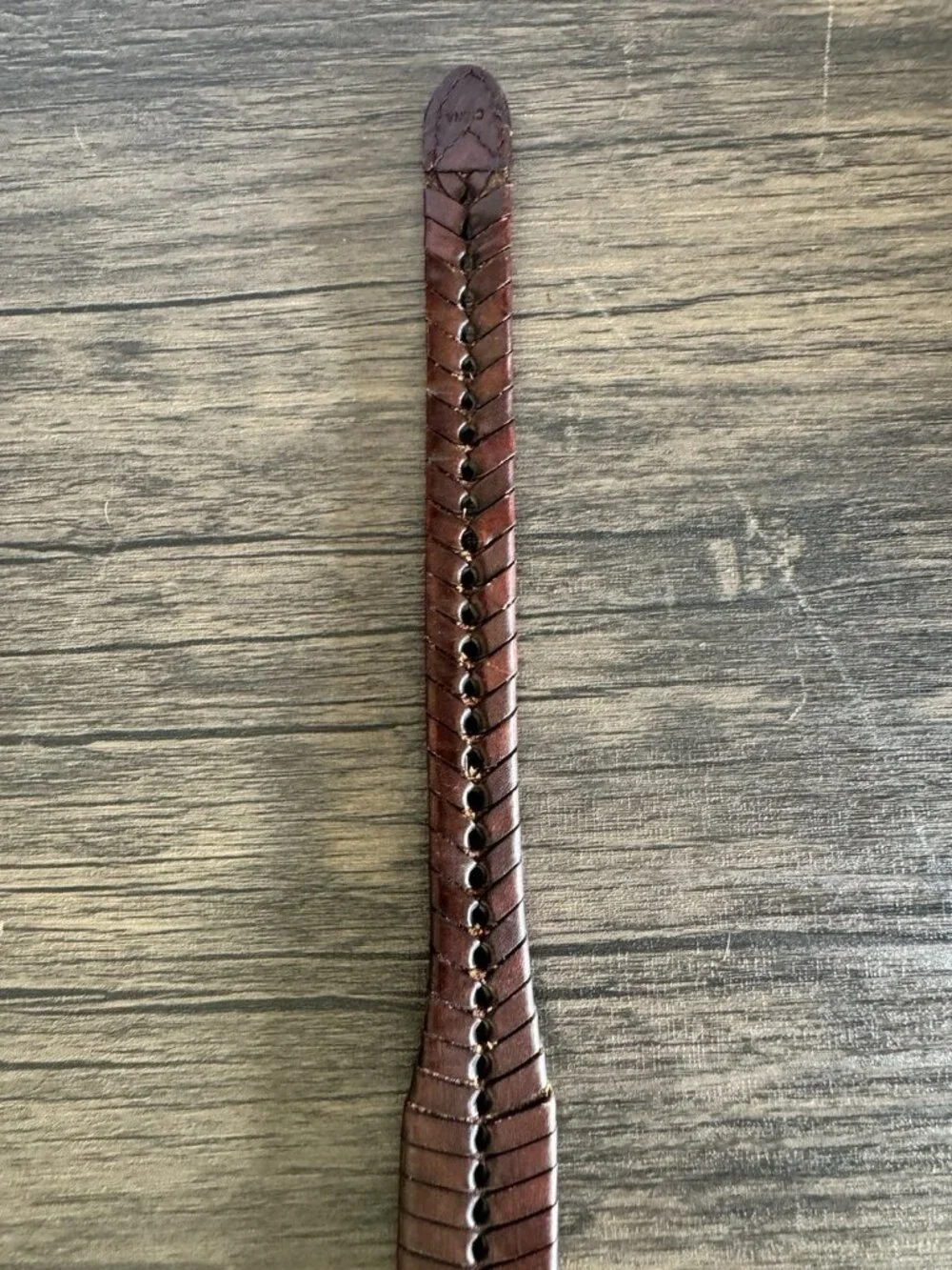 Vintage Western Braided Leather Fishtail Belt Rattlesnake